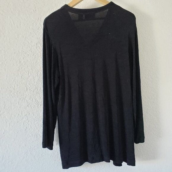 Chico's Travelers Black Full Button Down Top/Jacket - Size 1 - Picture 2 of 6